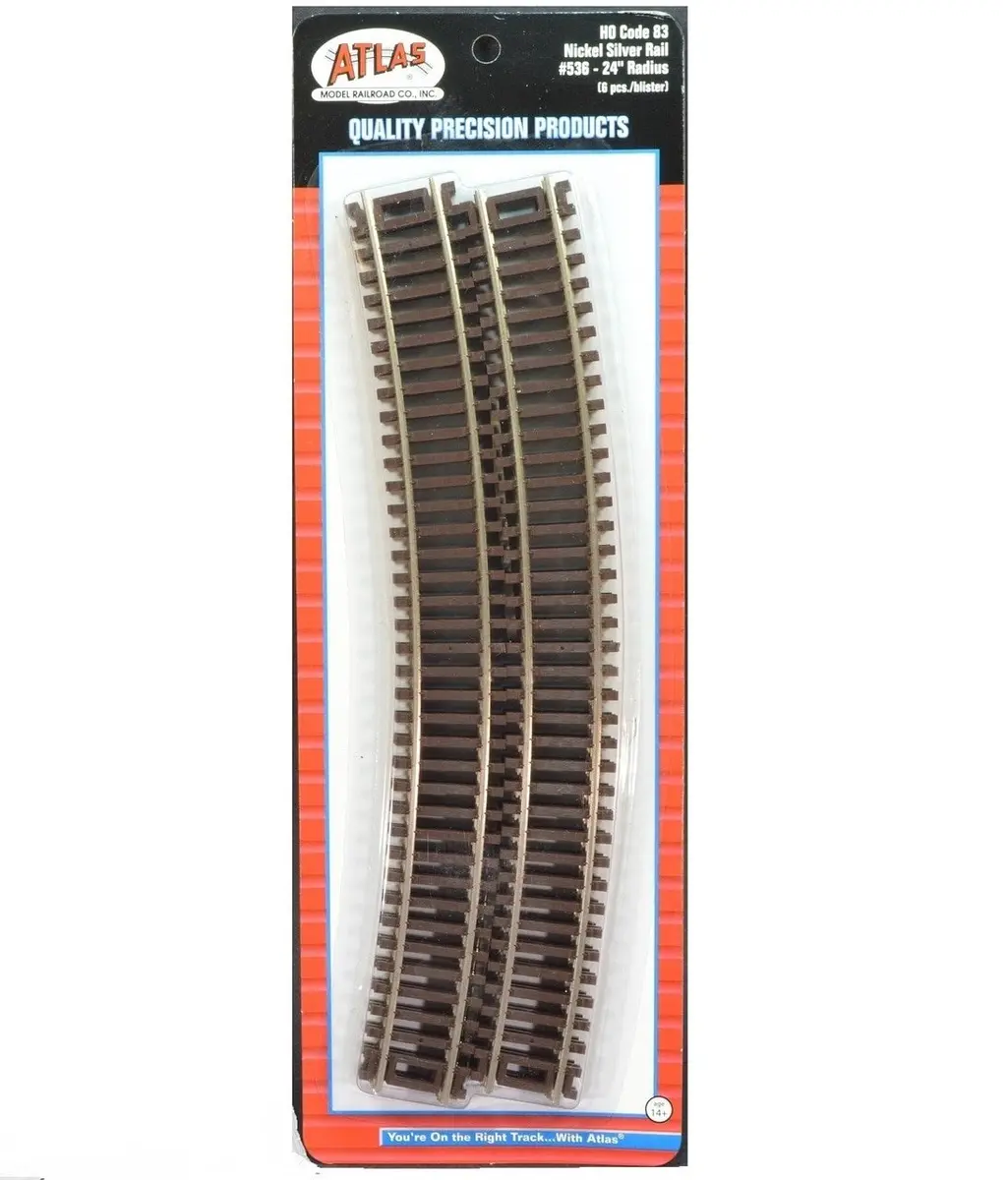 Atlas HO Scale Code 83 Snap Track 24" Radius Curve Sections (6-Pack, 16 Pieces Total) | Nickel Silver Rail - main product image