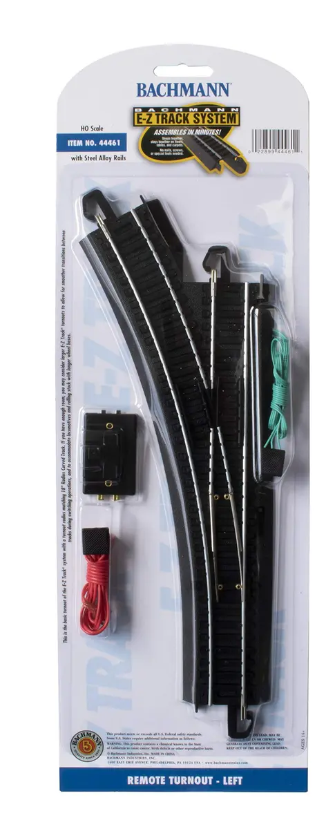 Bachmann HO Scale Snap-Fit E-Z TRACK REMOTE TURNOUT - LEFT | Steel Alloy Rail with Black Roadbed - view 5