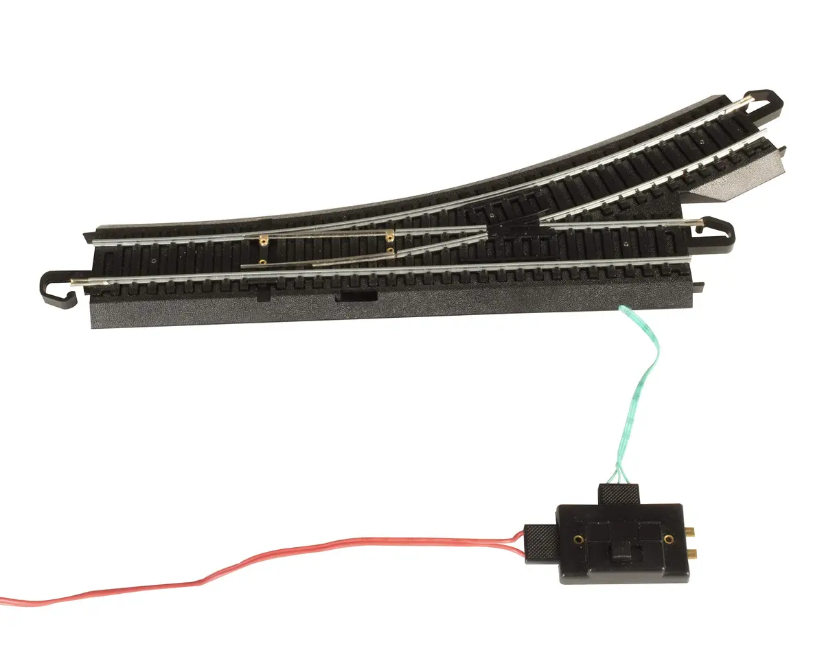 Bachmann HO Scale Snap-Fit E-Z TRACK REMOTE TURNOUT - LEFT | Steel Alloy Rail with Black Roadbed - view 2