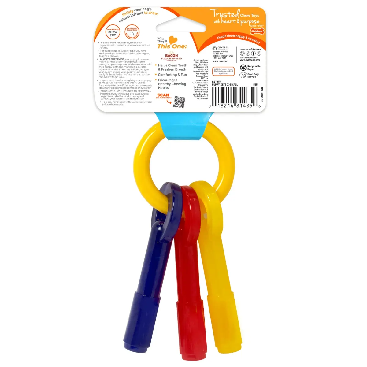 Nylabone Puppy Chew Teething Keys Dog Chew Toy, Bacon Flavor, X-Small | Soothes Gums, Cleans Teeth - view 9