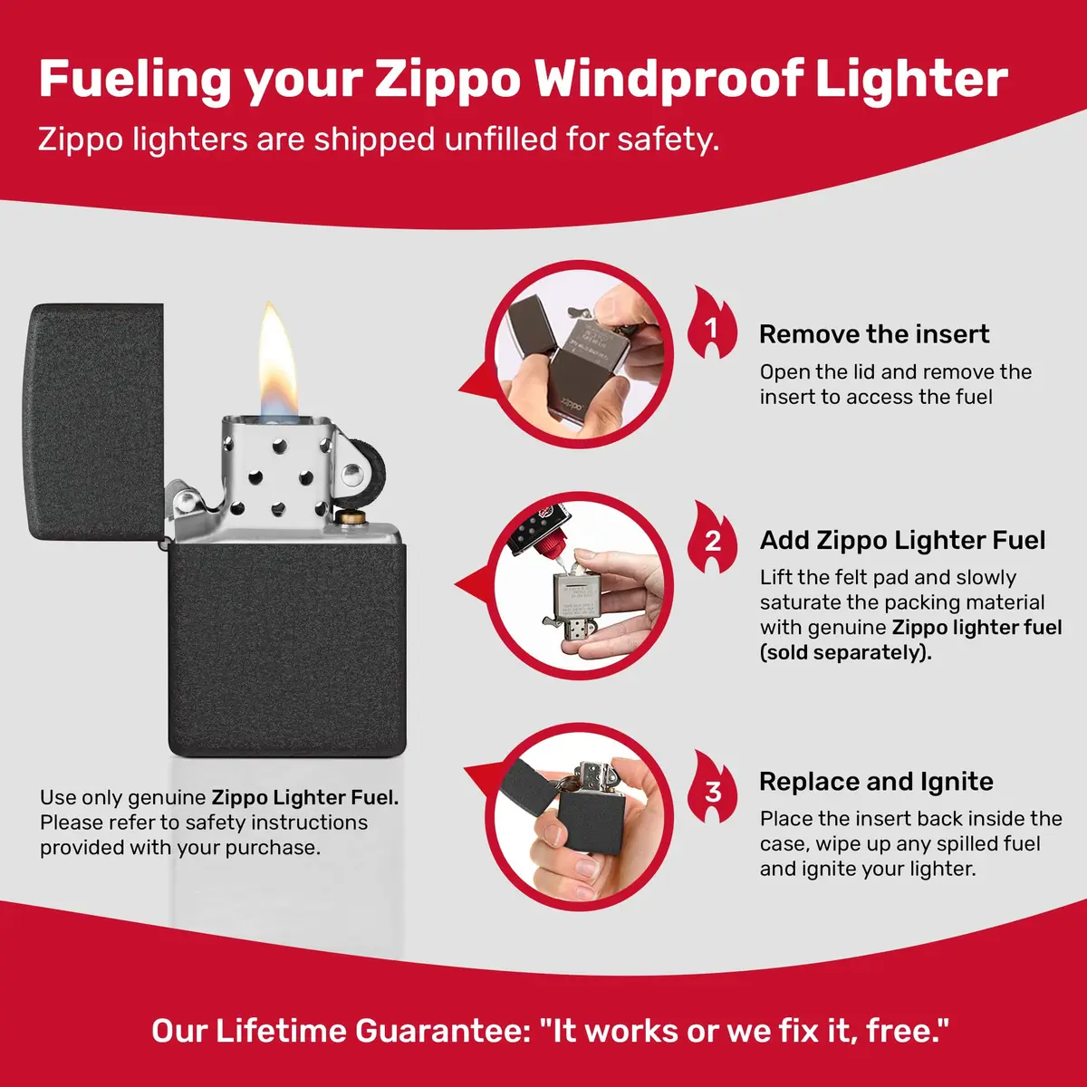 Zippo Classic Black Crackle Pocket Lighter - Windproof & Refillable Metal Lighter | Everyday Use, Made in USA - view 8