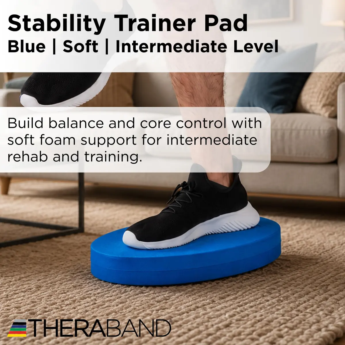 THERABAND Stability Trainer Pad, Foam Balance Pad, Soft, Set of 2, Blue | Moderate instability for balance & coordination - view 2