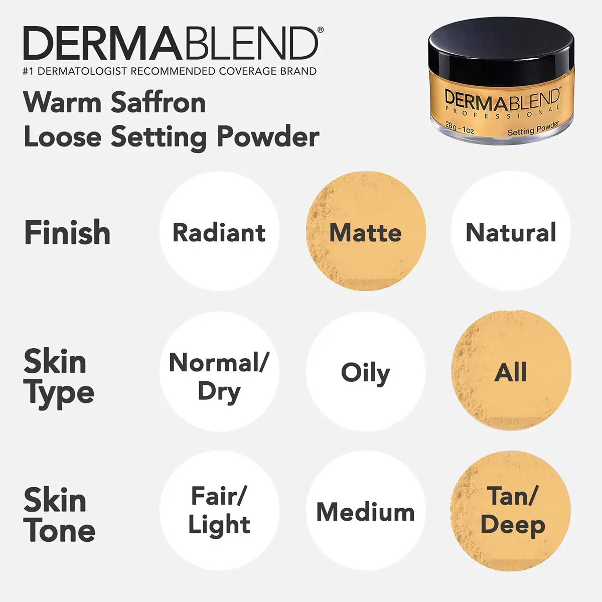 Dermablend Loose Setting Powder, Warm Saffron 1 Oz | Flawless Matte Finish for All Skin Types - view 6