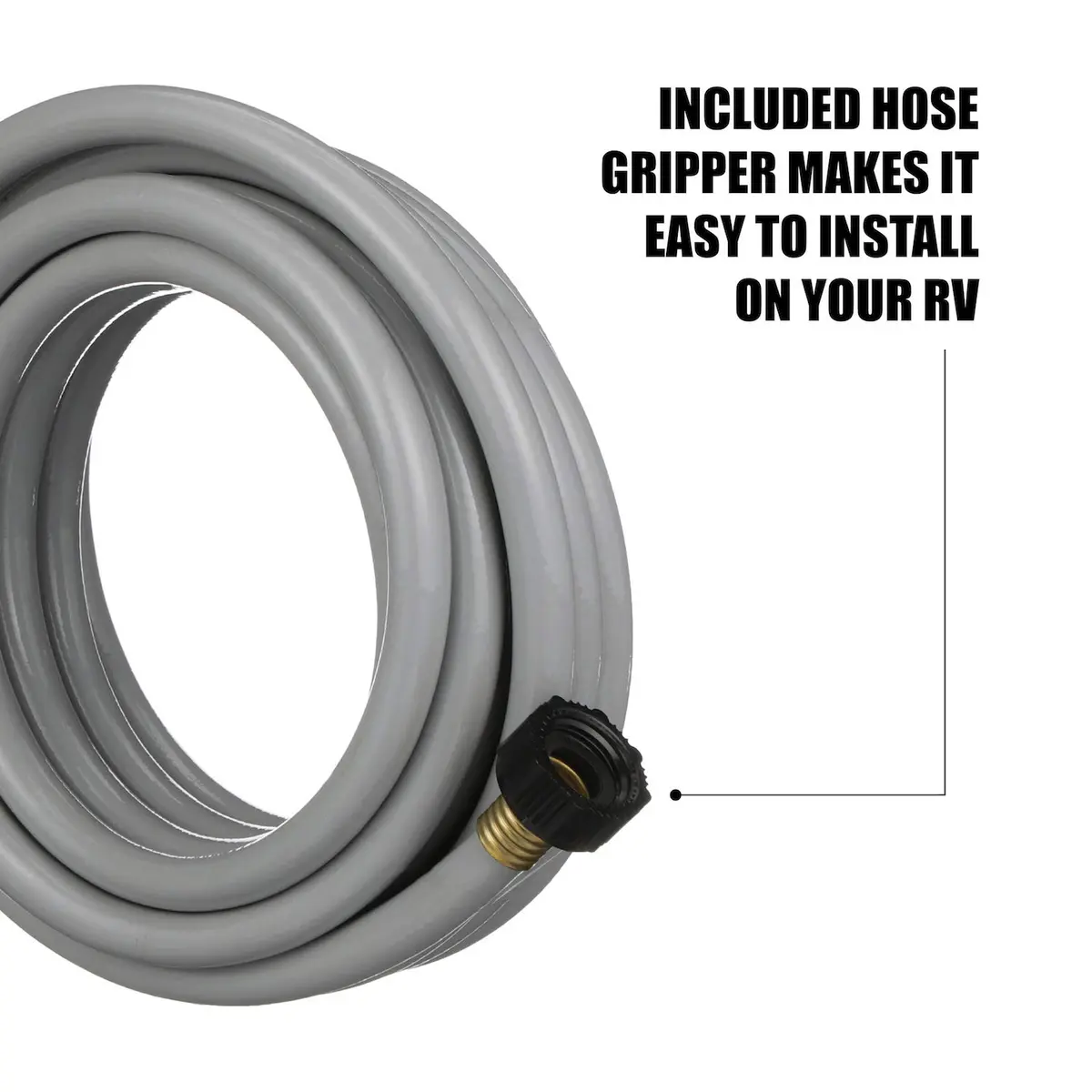 Valterra Flushing Hose for RVs 1/2" x 25' Gray | Durable Gray Water Drainage Hose - view 3