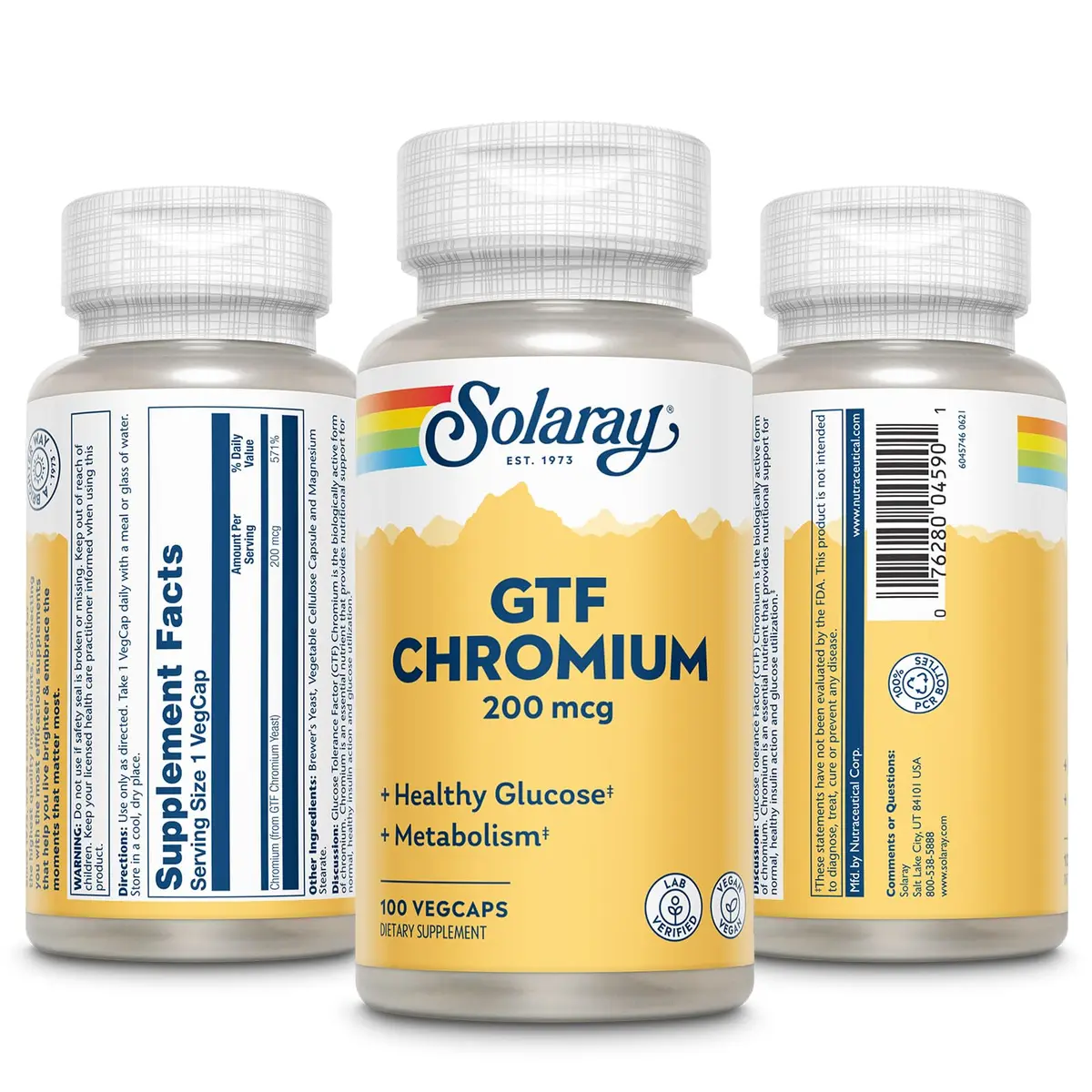 SOLARAY GTF Chromium 200mcg | Supports Metabolism & Energy | Vegan, Lab Verified, 100 VegCaps - view 5