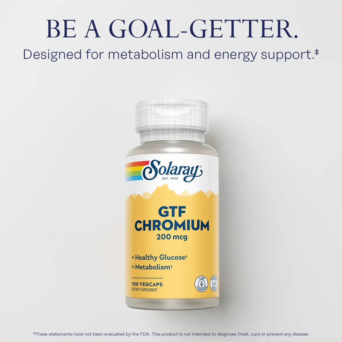 SOLARAY GTF Chromium 200mcg | Supports Metabolism & Energy | Vegan, Lab Verified, 100 VegCaps - view 3