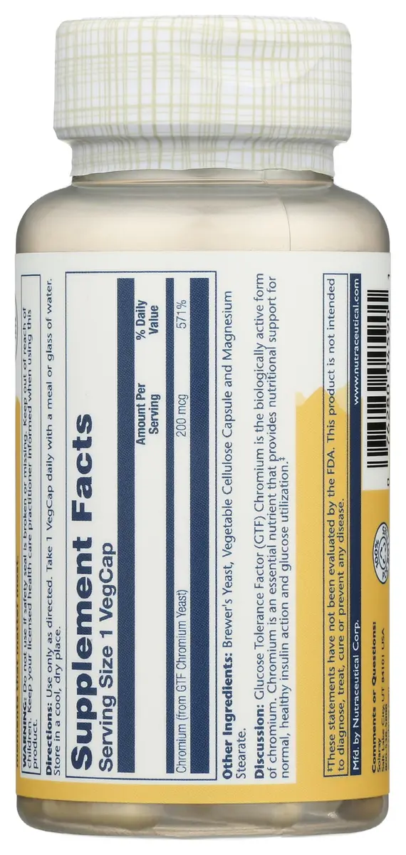 SOLARAY GTF Chromium 200mcg | Supports Metabolism & Energy | Vegan, Lab Verified, 100 VegCaps - view 4