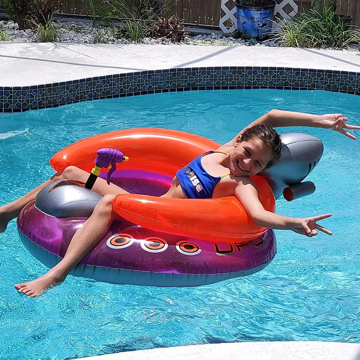 Swimline UFO Spaceship Squirter Inflatable Float for Kids | 45" | Water Fun with Built-in Squirter - view 6