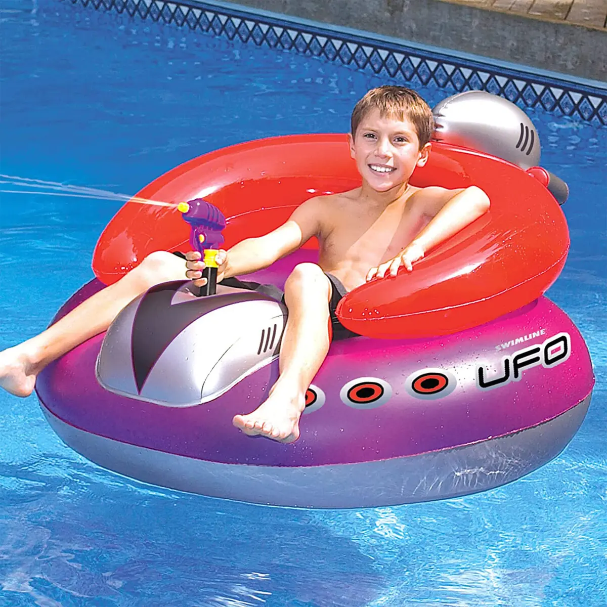 Swimline UFO Spaceship Squirter Inflatable Float for Kids | 45" | Water Fun with Built-in Squirter - view 2