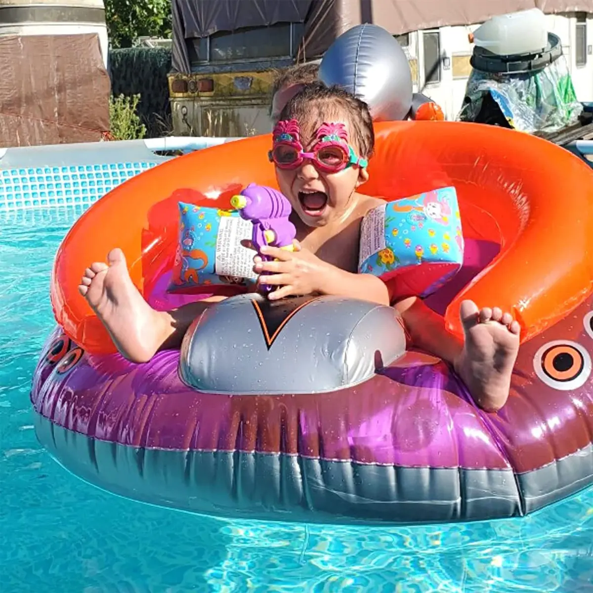 Swimline UFO Spaceship Squirter Inflatable Float for Kids | 45" | Water Fun with Built-in Squirter - view 3