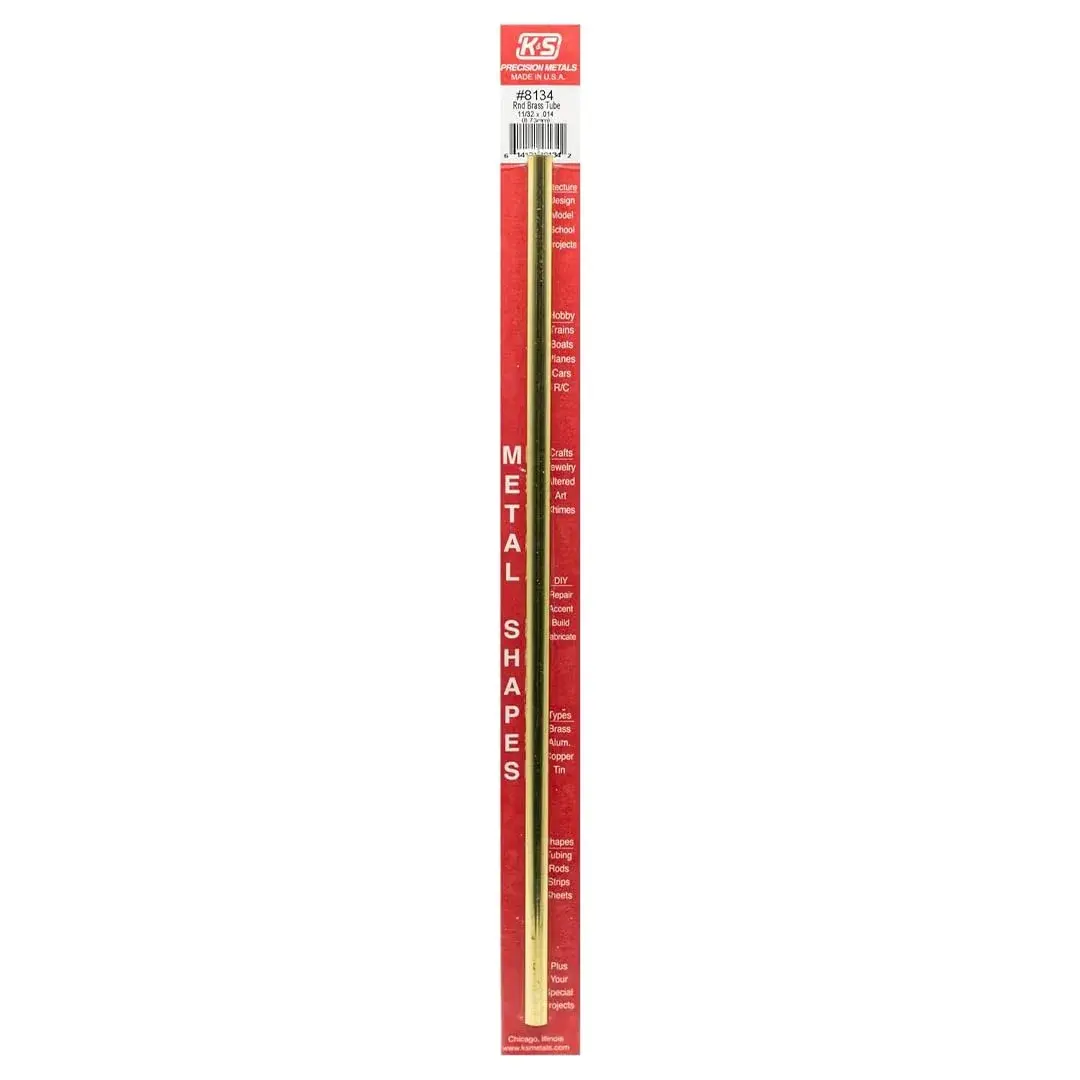 K&S Precision Metals Round Brass Tube 11/32" OD x 0.014" Wall x 12" Long | Precision Metal Tubing for Crafts & Projects - main product image