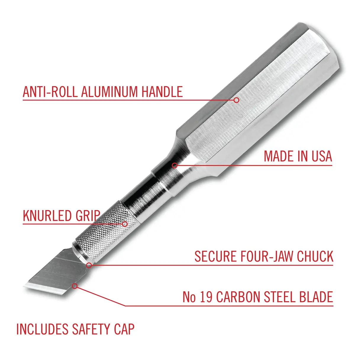 Excel Blades K6 Heavy Duty Metal Craft Knife, Hexagonal Aluminum Handle, 12 cm (4.75 in) | Precision Cutting Tool - view 2