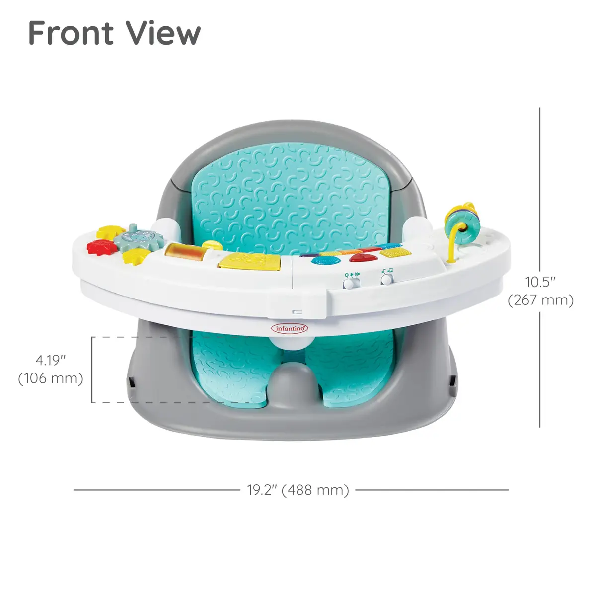 Infantino Music & Lights 3-in-1 Discovery Seat & Booster, Teal | Grows from play to mealtime - view 7