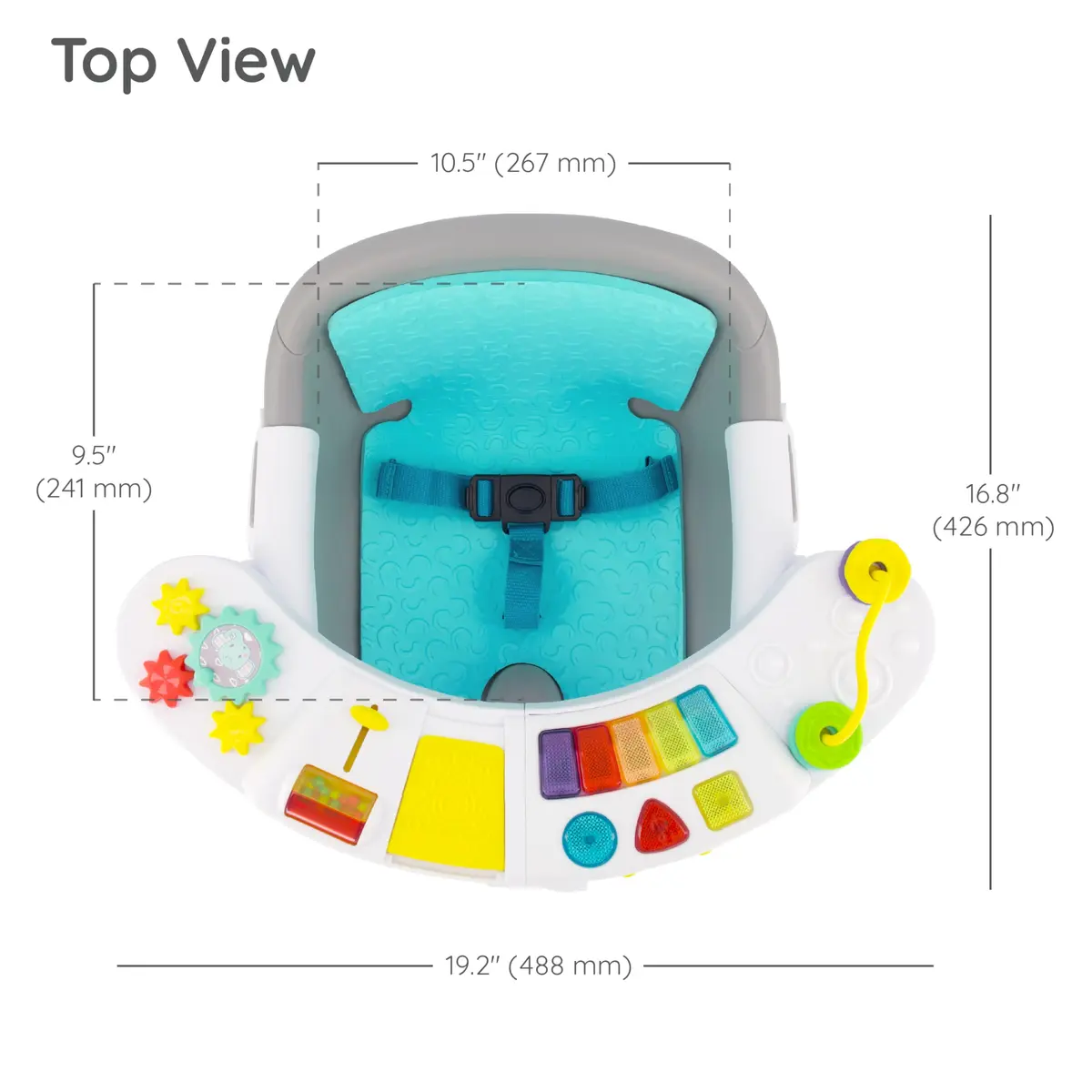 Infantino Music & Lights 3-in-1 Discovery Seat & Booster, Teal | Grows from play to mealtime - view 8
