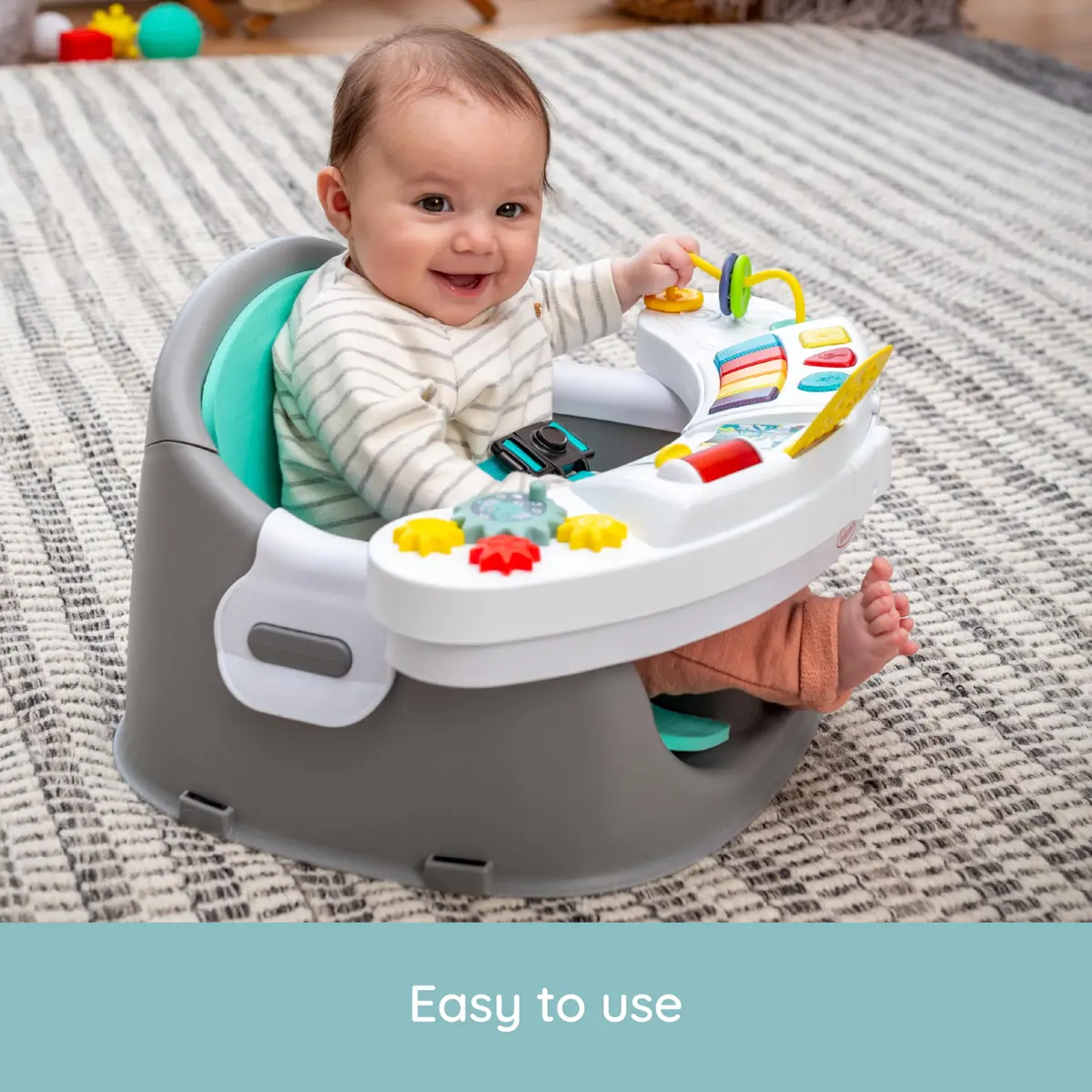 Infantino Music & Lights 3-in-1 Discovery Seat & Booster, Teal | Grows from play to mealtime - view 9