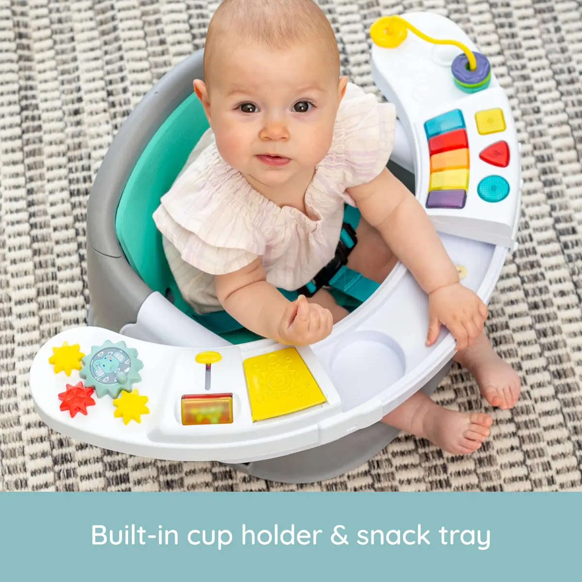 Infantino Music & Lights 3-in-1 Discovery Seat & Booster, Teal | Grows from play to mealtime - view 4