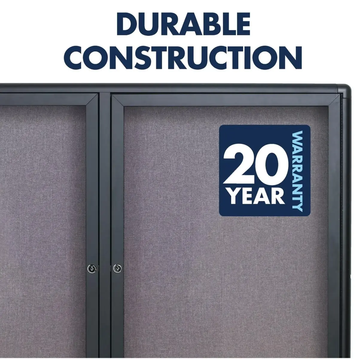 Quartet 6' x 4' Enclosed Fabric Bulletin Board with Lockable Doors | Graphite Frame - view 3