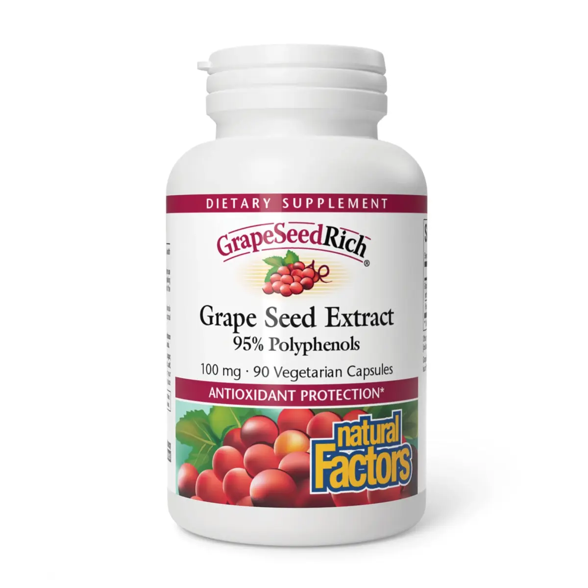 Natural Factors Grape Seed Extract 100 mg 90 Vegetarian Capsules | Antioxidant Support for Circulation & Eye Health - main product image