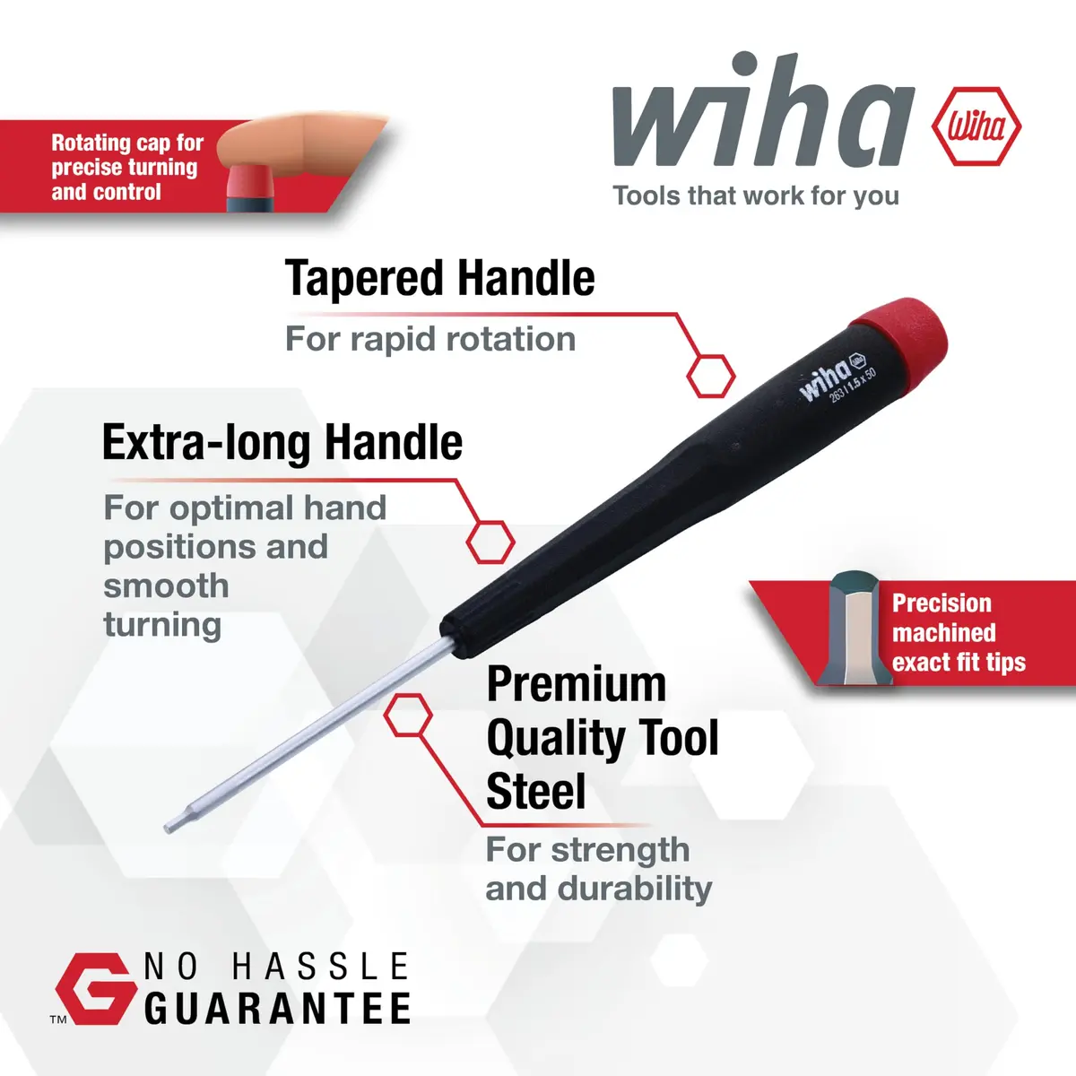 Wiha Screwdriver Set, Hex Metric, 7 Piece | Precision Handle for Accurate Fastening - view 2
