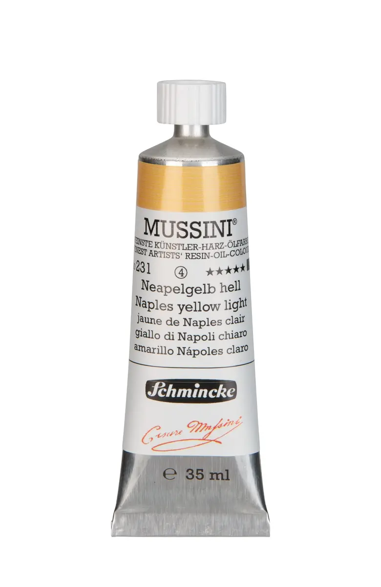 Schmincke Mussini Resin Oil Colors Naples Yellow Light 35 ml | Finest Artist's Oil Paint with High Lightfastness - main product image