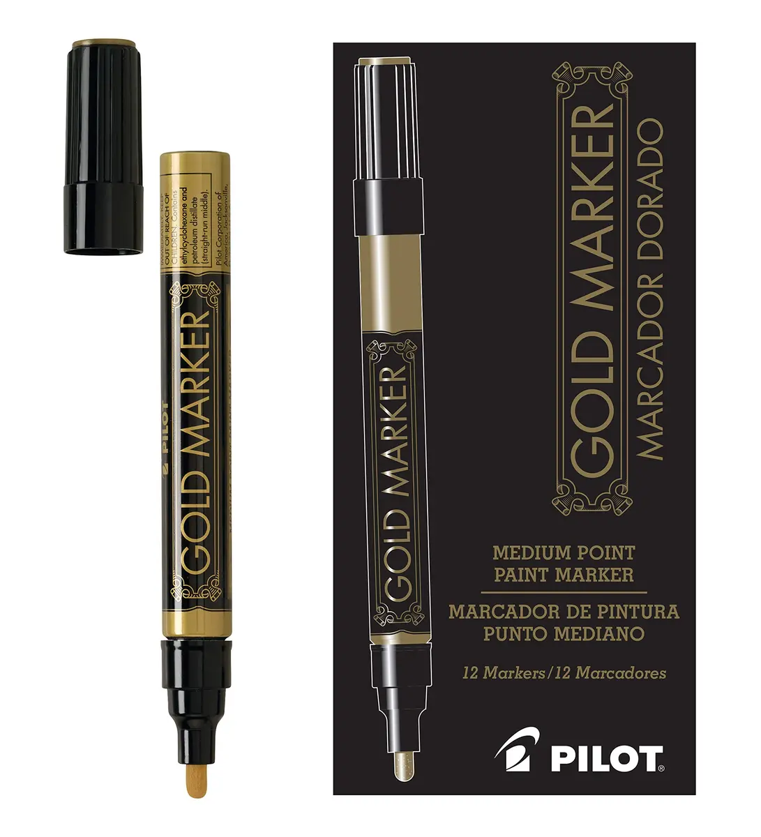 PILOT Extra Fine Point Permanent Markers, Gold Ink | Precise, Xylene-Free, 1-Pack - main product image