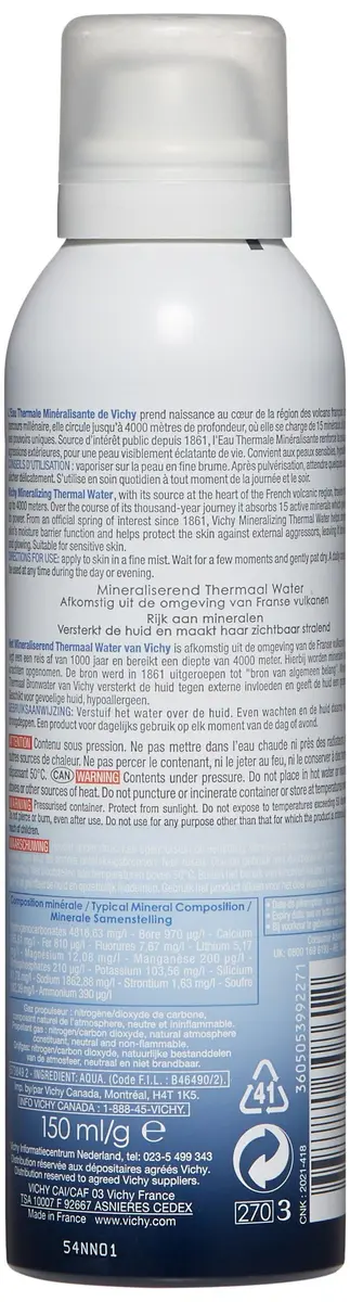 VICHY Mineralizing Thermal Water Hydrating Facial Mist Spray 150ml (5.1 Fl Oz) | Soothes & Fortifies Skin - view 2