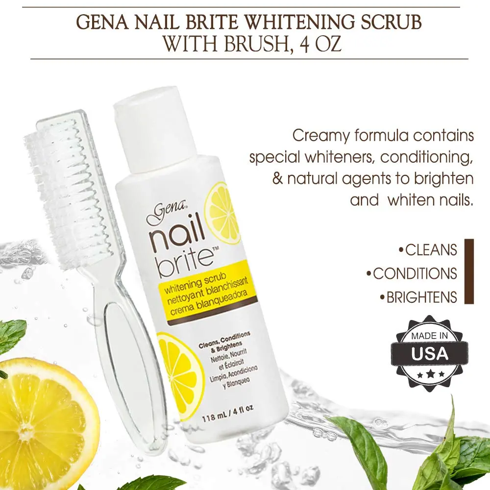 Gena Nail Brite Whitening Scrub with Brush 4 oz | Brightens Discolored Nails & Strengthens - view 2
