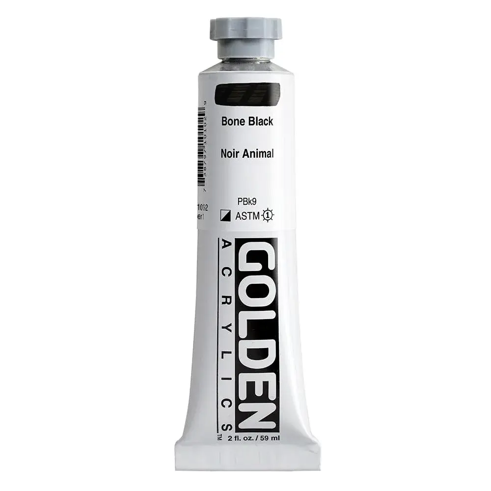 GOLDEN Heavy Body Acrylic Paint Bone Black 59ml (2 fl. oz.) | Artist Grade with Buttery Consistency - main product image