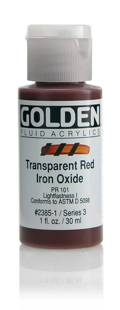 Golden Fluid Acrylic Paint Transparent Red Iron Oxide 30ml (1 Fl Oz) | Professional Grade, Fast-Drying, Matte Finish - main product image