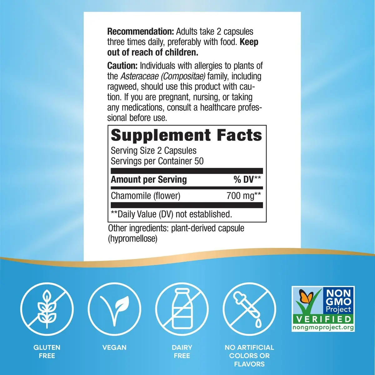 Nature's Way Chamomile Flower Capsules 700mg (100 Count / 50 Servings) | Traditional Calming Support - view 5