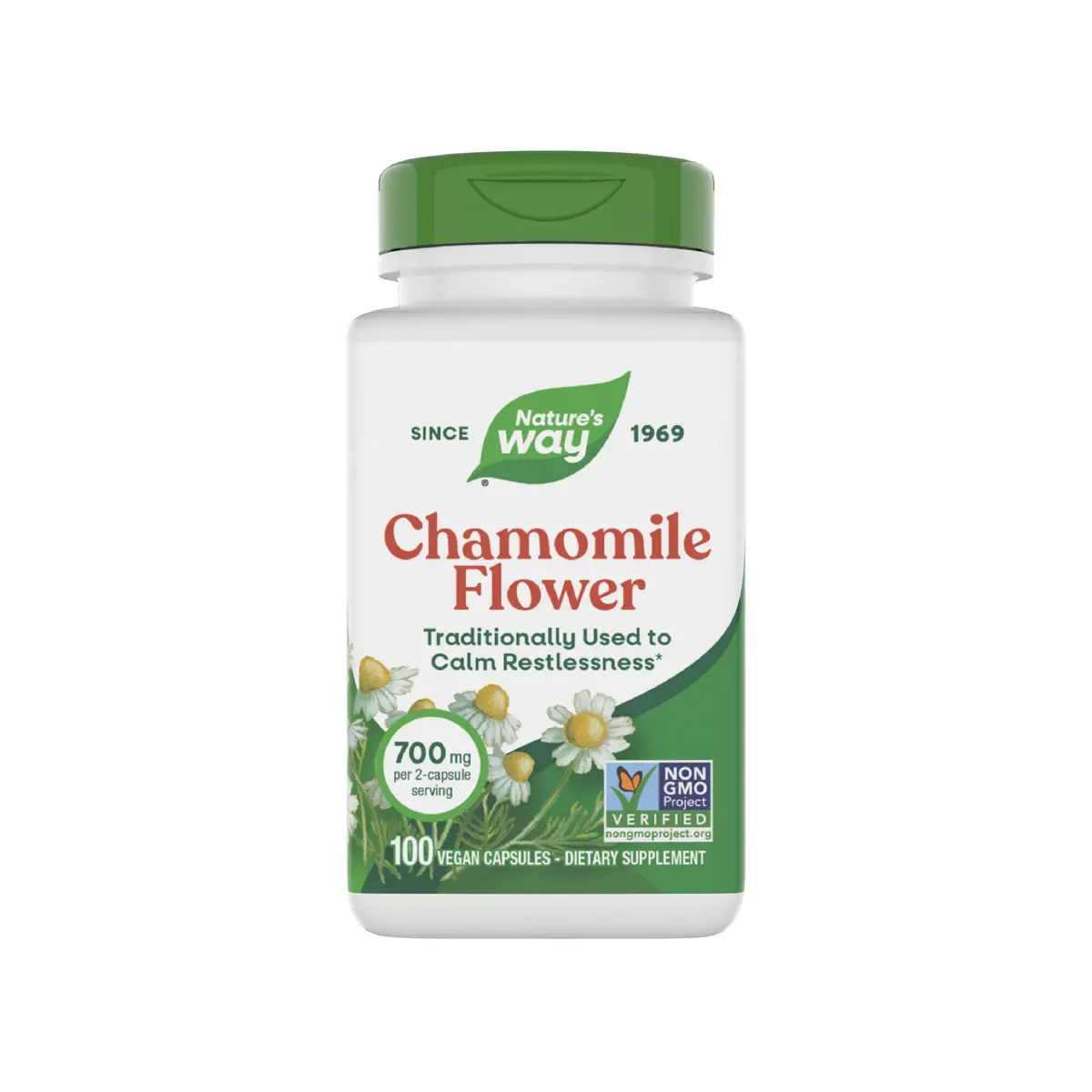 Nature's Way Chamomile Flower Capsules 700mg (100 Count / 50 Servings) | Traditional Calming Support - main product image