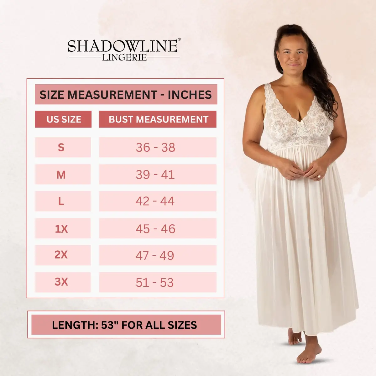 Shadowline Women’s Ivory Long Lace Bodice Nightgown | Elegant Sleepwear from USA, 53” Length, Sleeveless - view 6