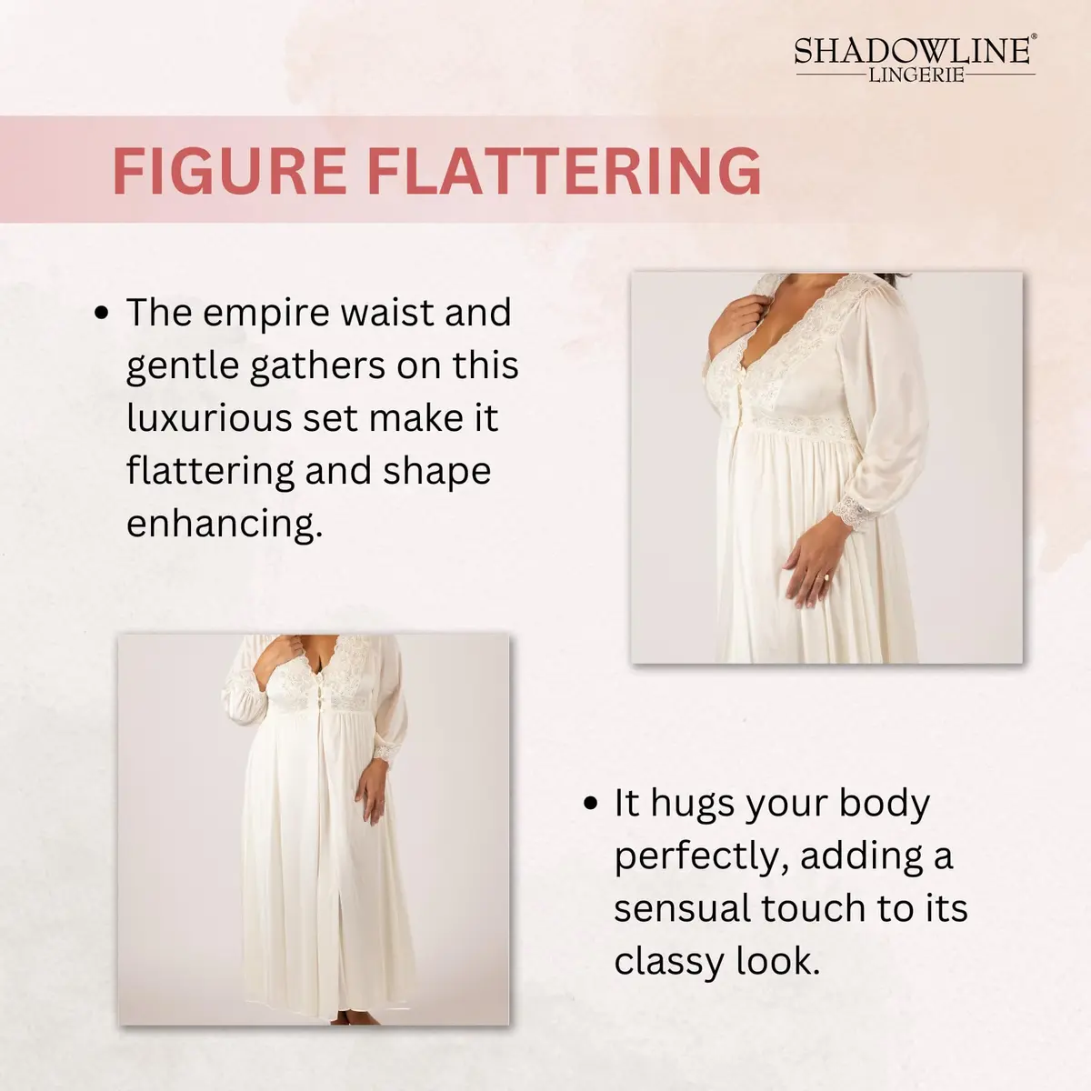 Shadowline Plus Size Silhouette 54 Inch Long Sleeve Ivory Coat | Feminine Vintage Style - view 4