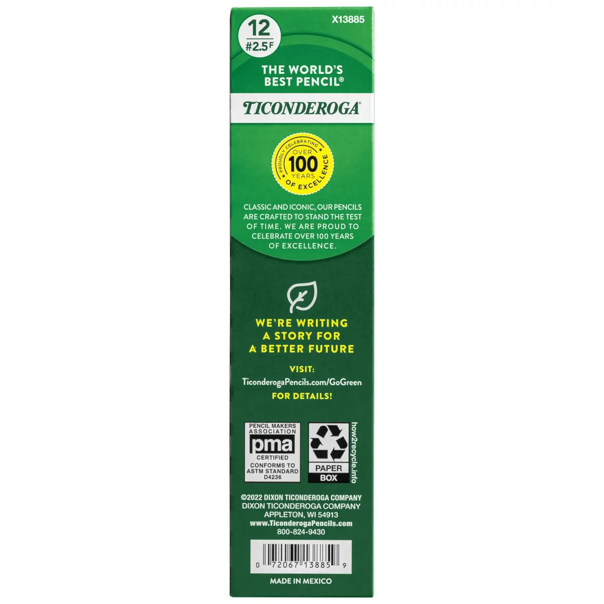 Ticonderoga Wood-Cased Pencils, Unsharpened, #2.5 F Medium, Yellow, 12 Count - view 2