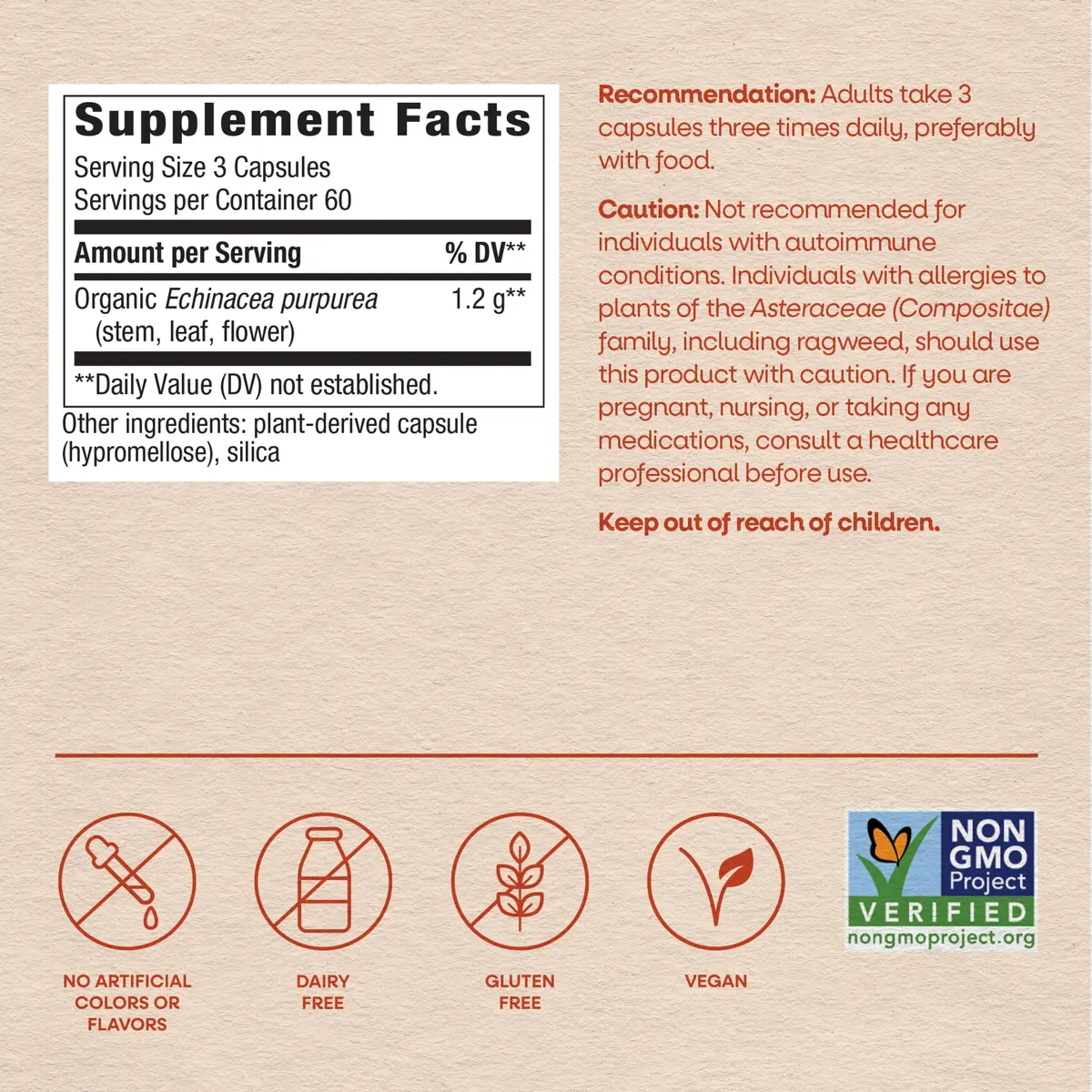 Nature's Way Echinacea Purpurea Herb Capsules 180ct | 1200 mg per Serving for Immune Support - view 6