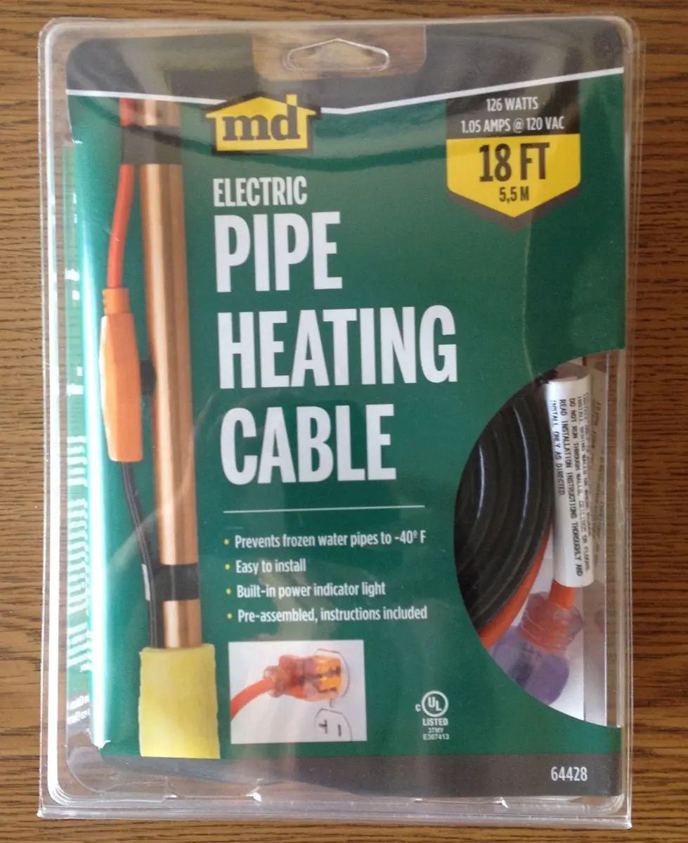 M-D Building Products 64428 18-Foot Pipe Heating Cable with Thermostat, RED | Prevents Freezing - view 3