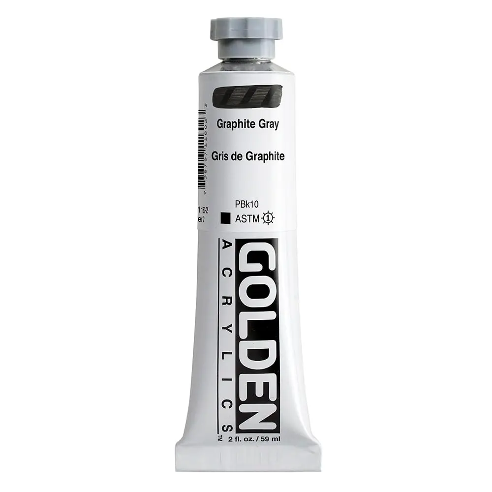 GOLDEN Heavy Body Acrylics, Graphite Gray, 2 fl. oz. Tube | Thick, smooth, pigment-rich artist paint - main product image