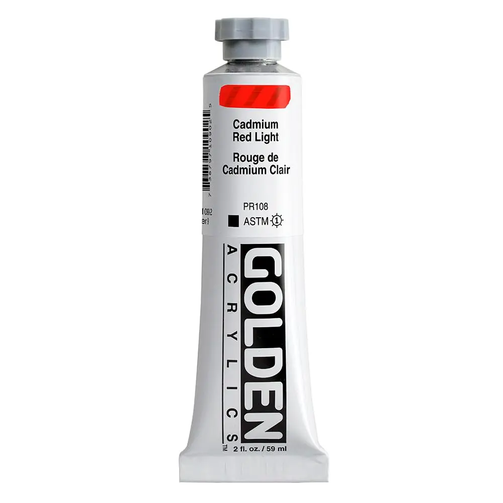 GOLDEN Heavy Body Acrylics, Cadmium Red Light, 2 fl. oz. Tube | Thick, buttery artist acrylic paint - main product image