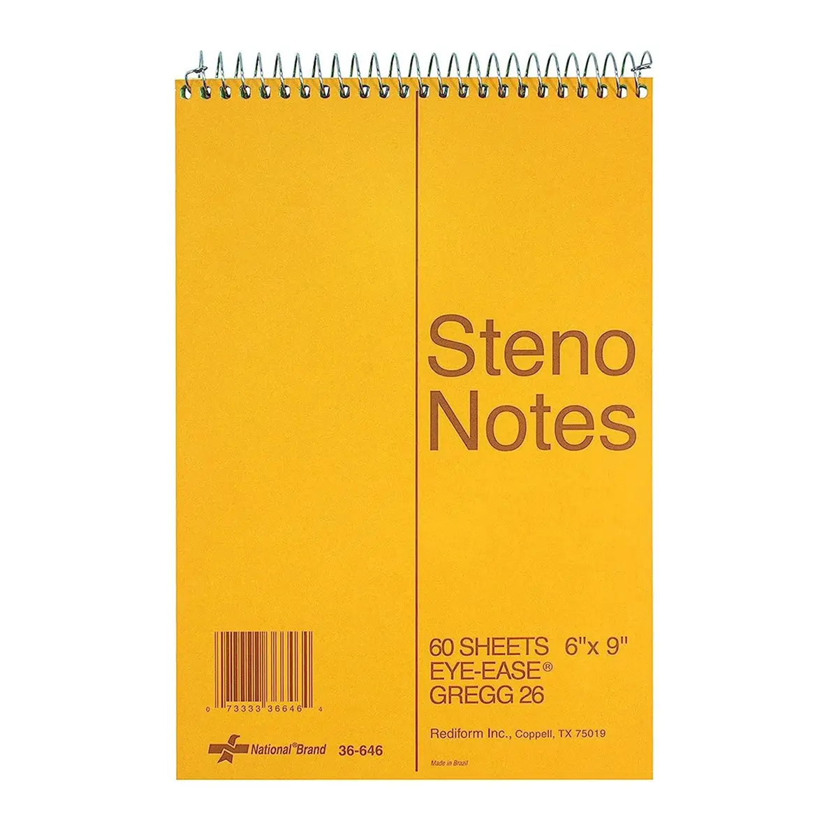 National Steno Notebook, Gregg-Ruled, Green Eye-Ease Paper, Brown Cover, 6" x 9" | Portable & Eye-Friendly - main product image