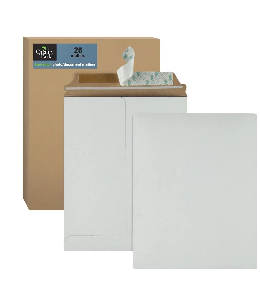 Quality Park Photo Document Mailers 9" x 11.5" | Rigid Stay Flat Envelopes, White Recycled Fiberboard - main product image