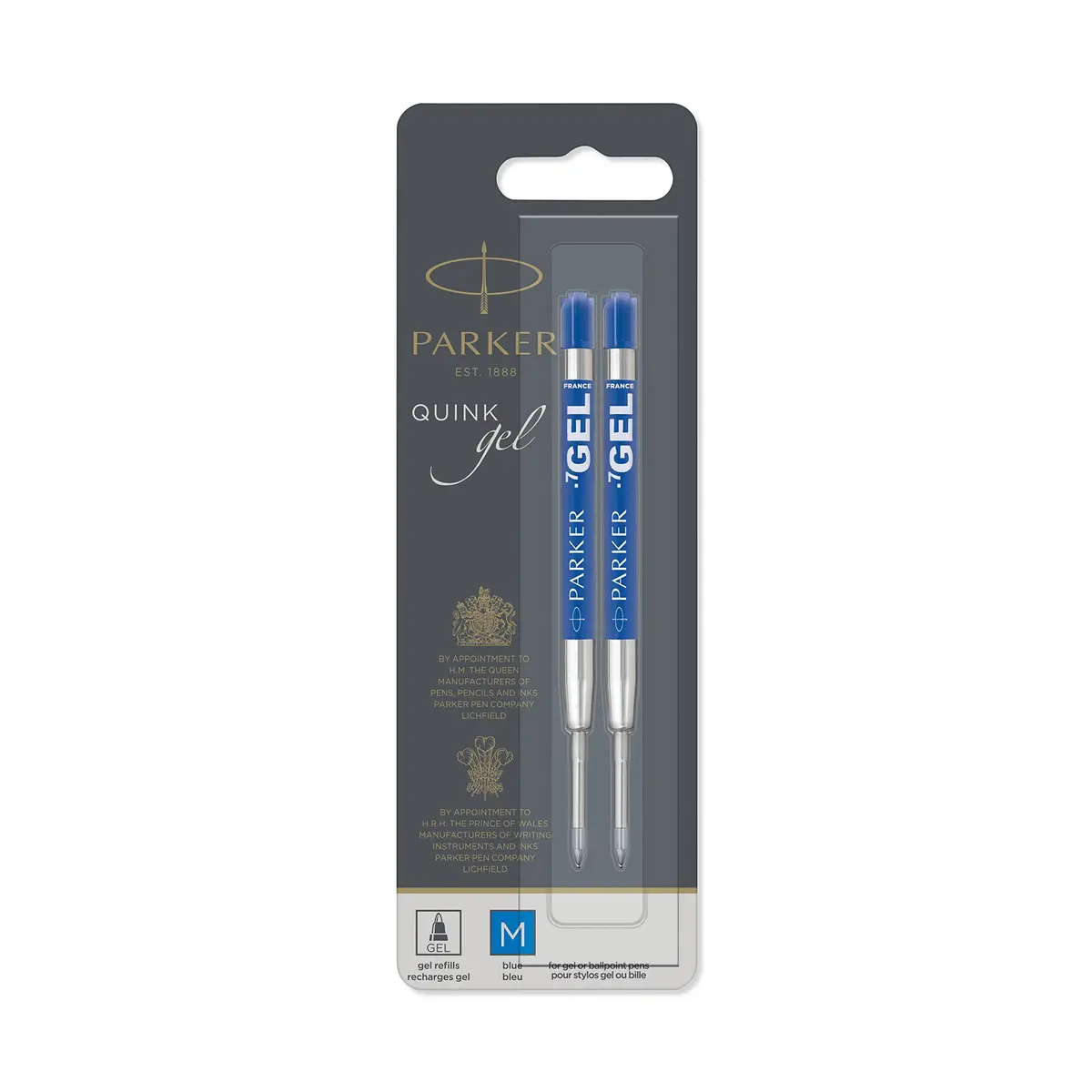 Parker Quink Gel Ink Refills Medium Tip Blue | Vibrant, Reliable Writing for Everyday Use - main product image