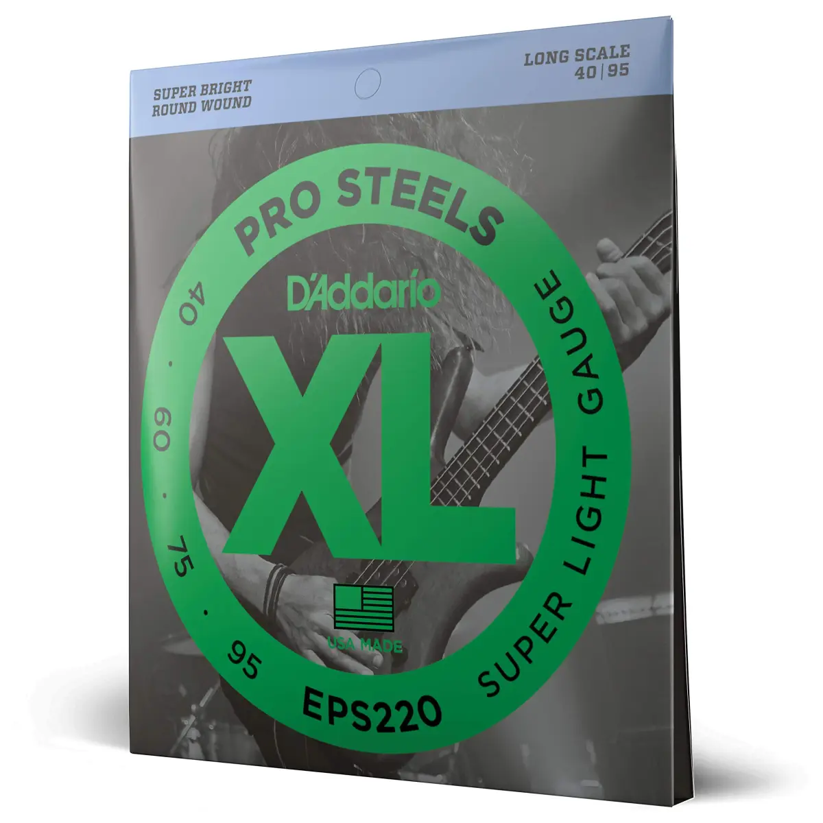 D'Addario XL ProSteels Bass Strings EPS220 Super Light 40-95 (4-String Set) | Bright Punch & Tight Lows - main product image