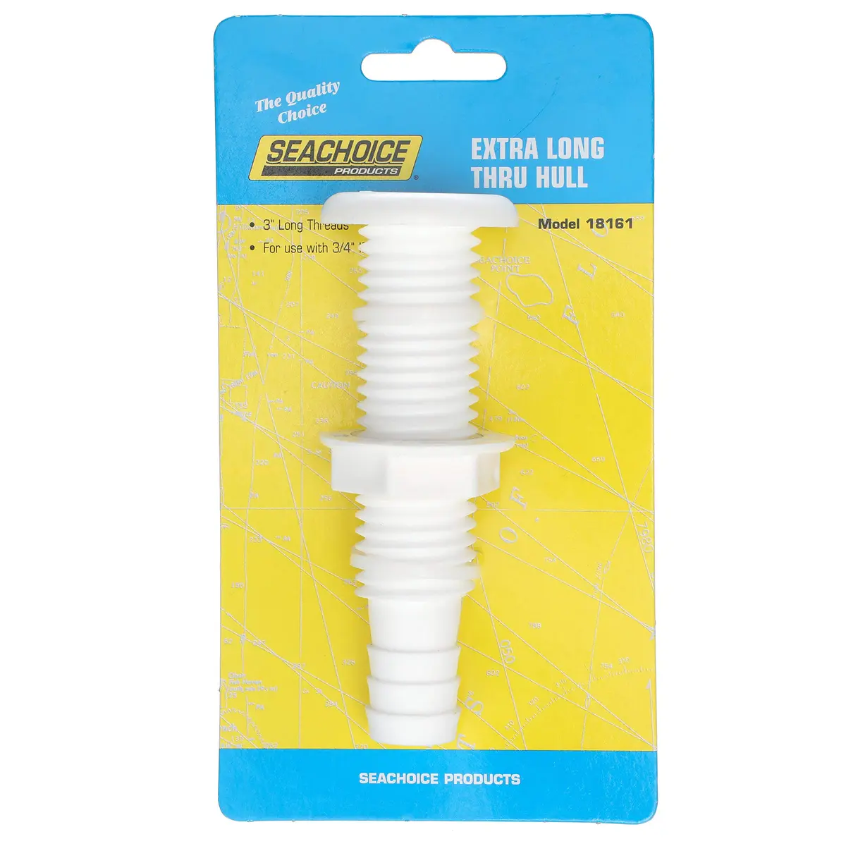 Seachoice Polypropylene Extra Long Thru-Hull Connector for 3/4 in. ID Hose, White Finish | Reliable Marine Fitting - view 4