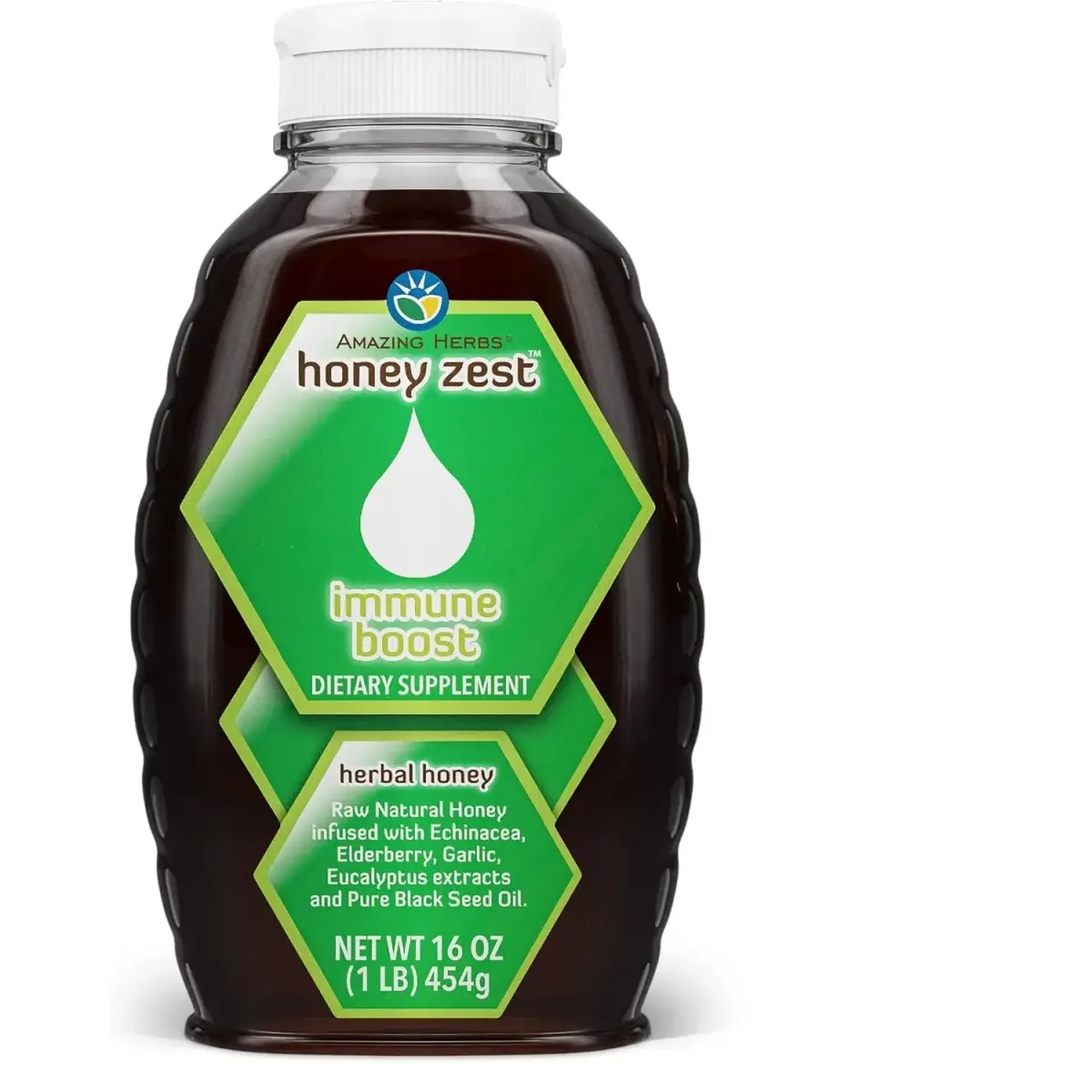 Amazing Herbs Natural Honey Herbal Honey 473ml (16 Fl Oz) | Antioxidant Support for Adults - main product image