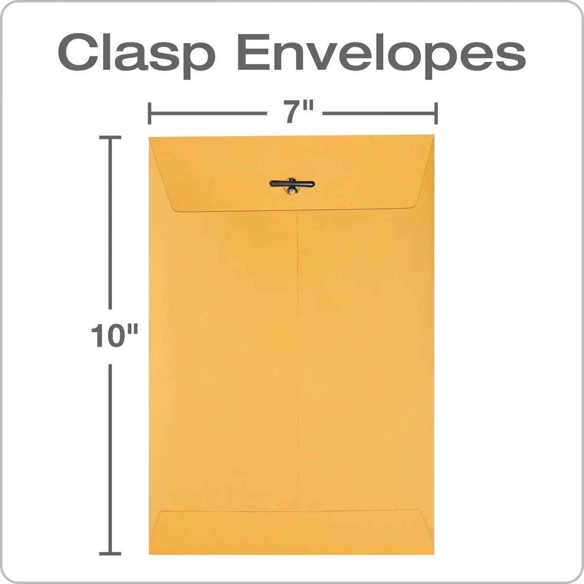 Quality Park 7 x 10 Clasp Envelopes | Moisture-Activated Gummed Flap, Heavy Kraft Paper, 100/Box - view 2