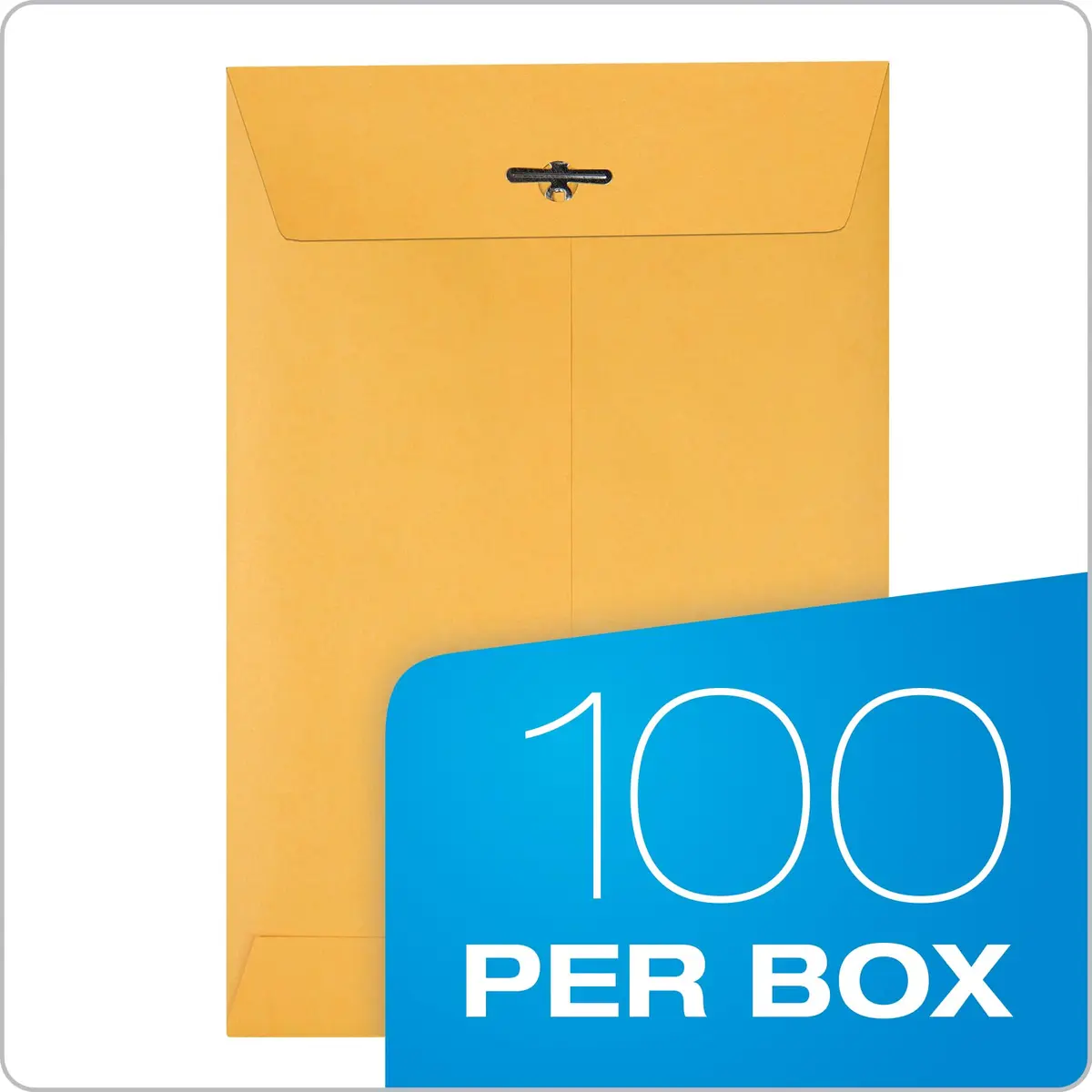 Quality Park 6 x 9 Clasp Envelopes | Gummed & Metal Clasp Closure, 28 lb Kraft Paper, 100 Pack - view 4