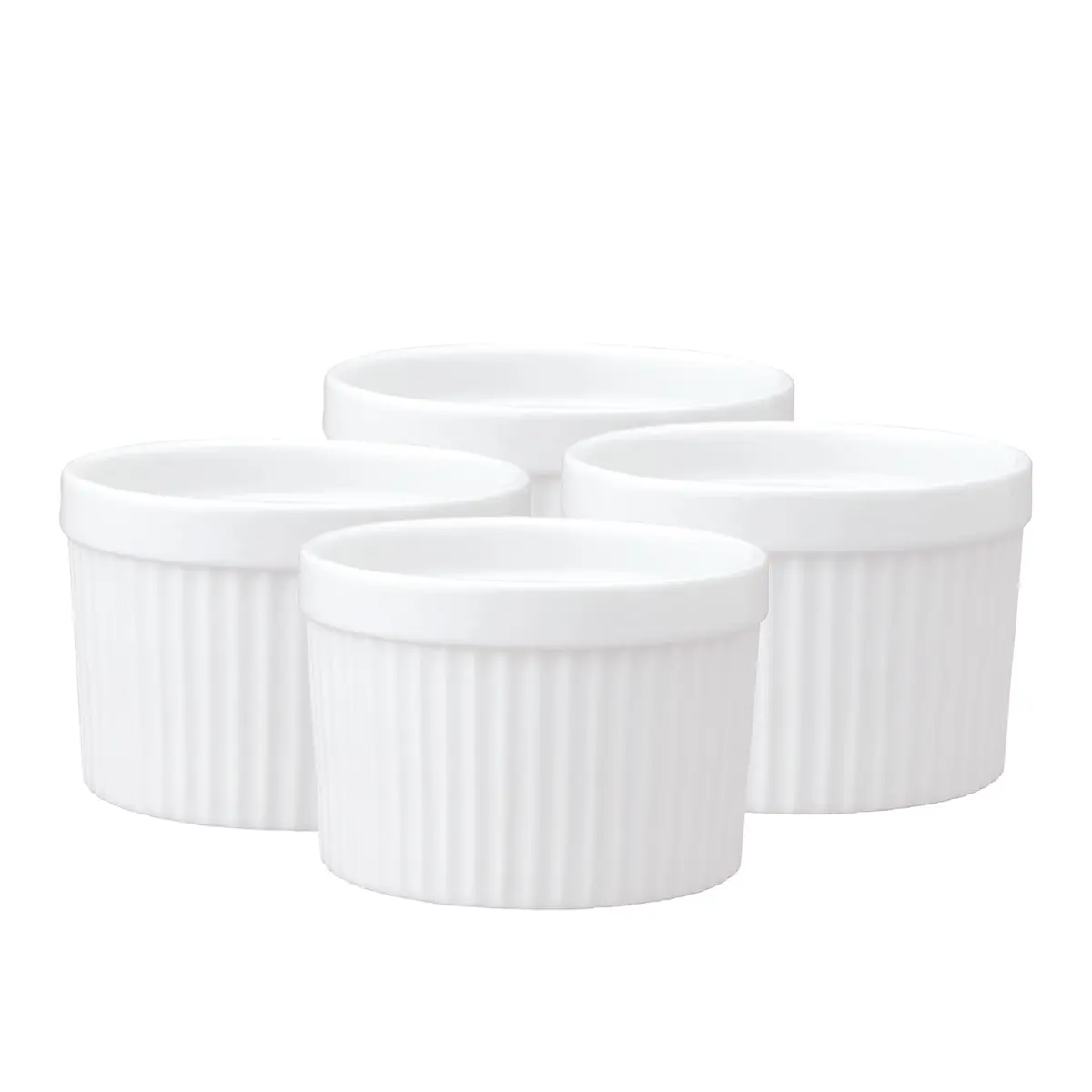 HIC Kitchen Deep Souffle Fine Porcelain 10-Ounce Set of 4 | Ideal for Baking & Serving - main product image
