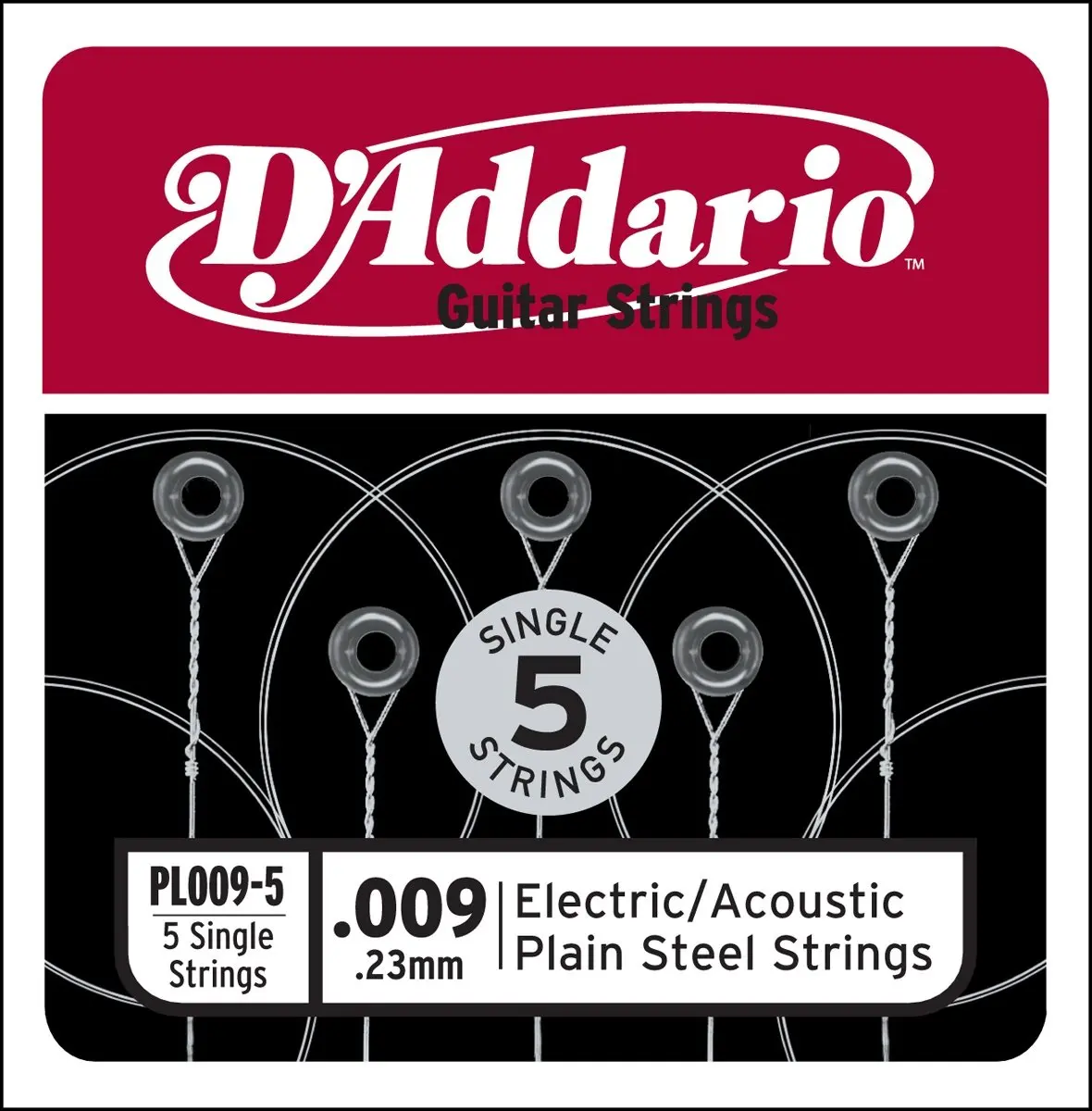 D'Addario PL009-5 Plain Steel Guitar String .009 | Long-Lasting Tone, USA Made - main product image
