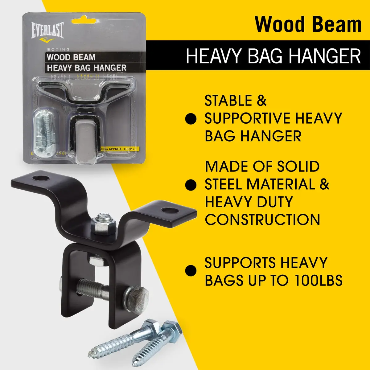 Everlast Wood Beam Holder | Heavy Bag Hanger for Boxing & MMA | Black | One Size - view 3