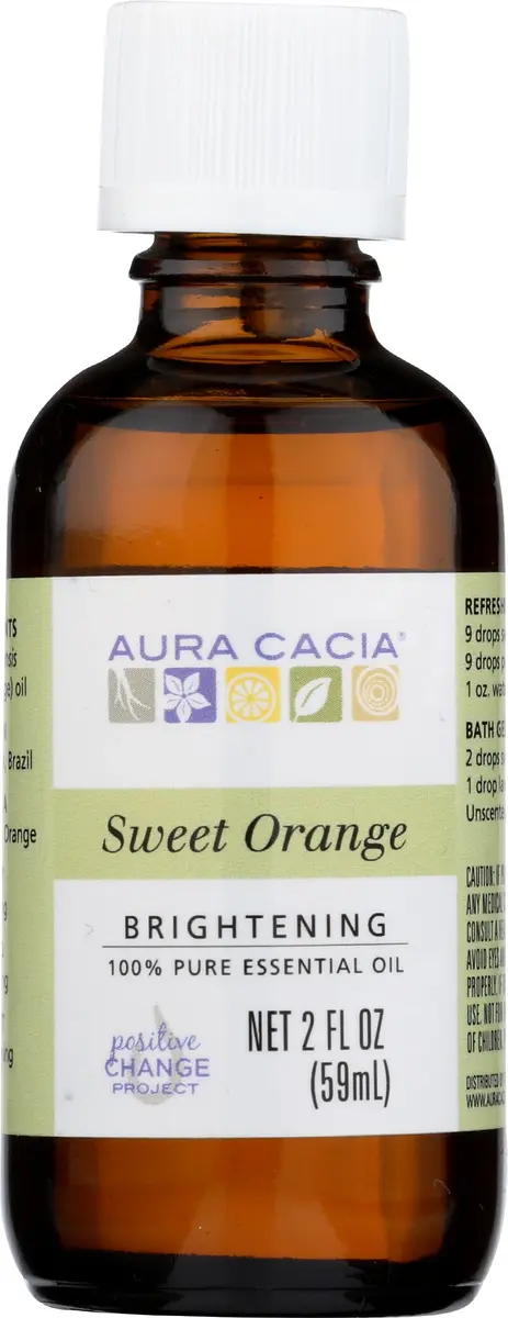 Aura Cacia Cheering Sweet Orange Essential Oil 2 Fl Oz | Uplifting Citrus Aroma for Mood & Diffusing - main product image